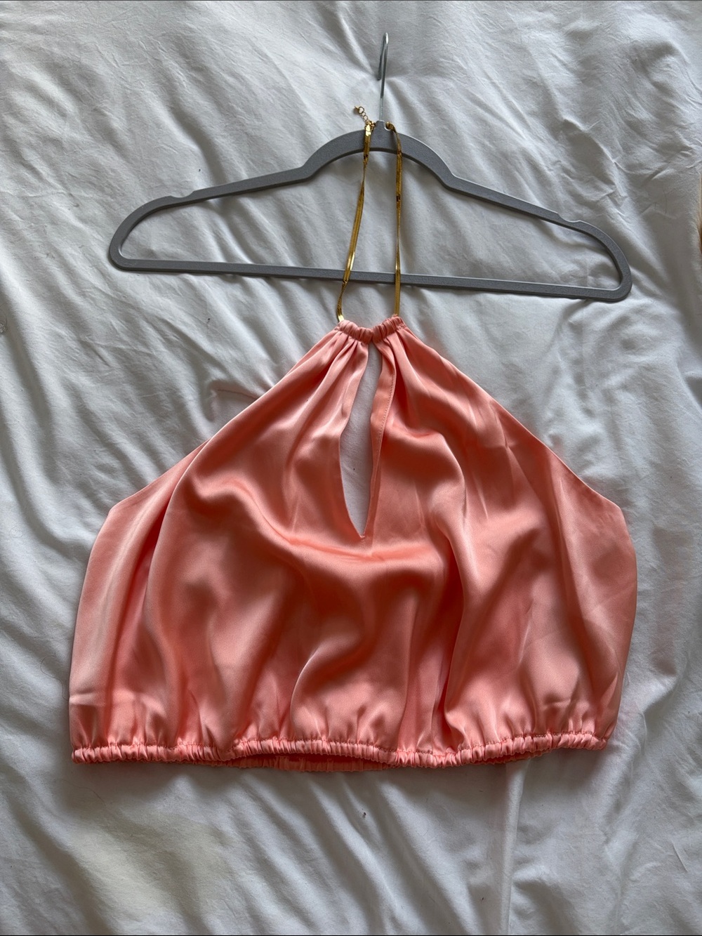 H&M Coral Halter Camisole with Gold Straps